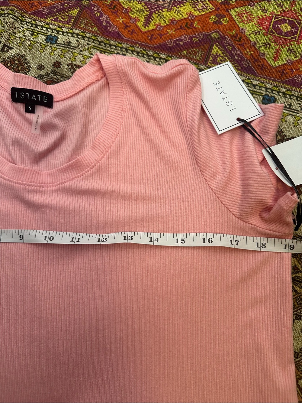1. State Pink Ribbed Short Sleeve Tee - Picture 6 of 7